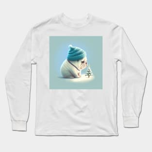 Baby Frenchie waiting Christmas to come Long Sleeve T-Shirt